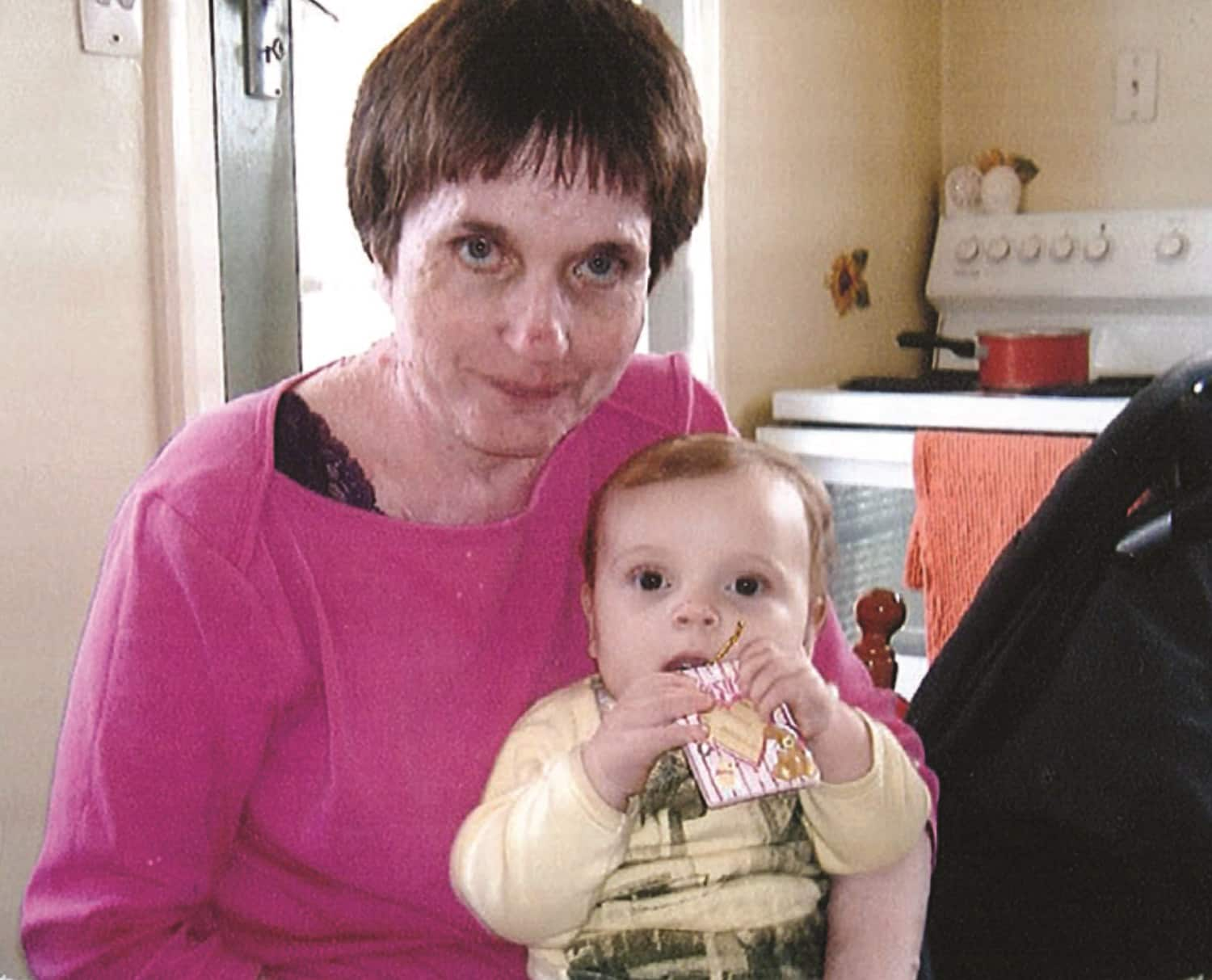 cancer chartiy canteen supporter with a baby