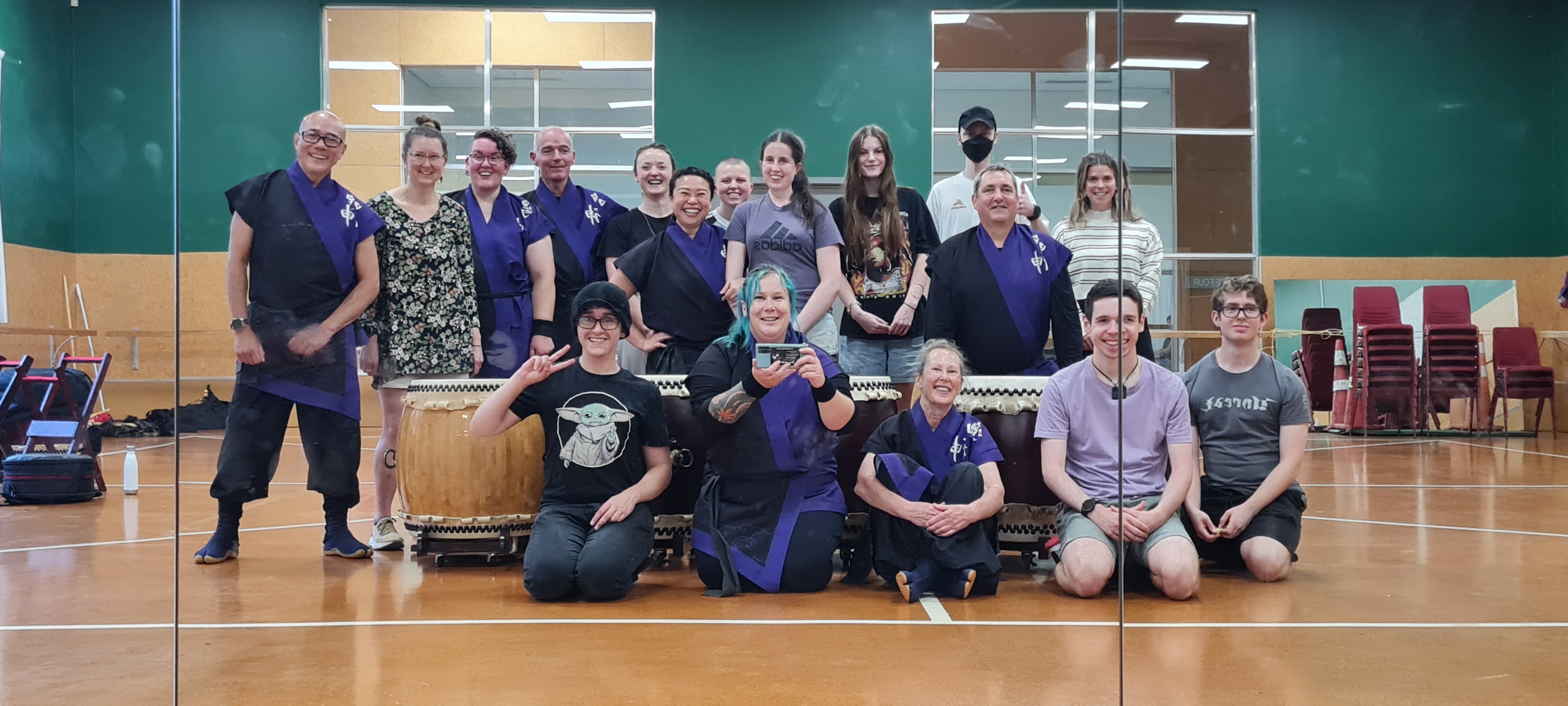 Rangatahi at a peer-event with Narukami Taiko drumming group